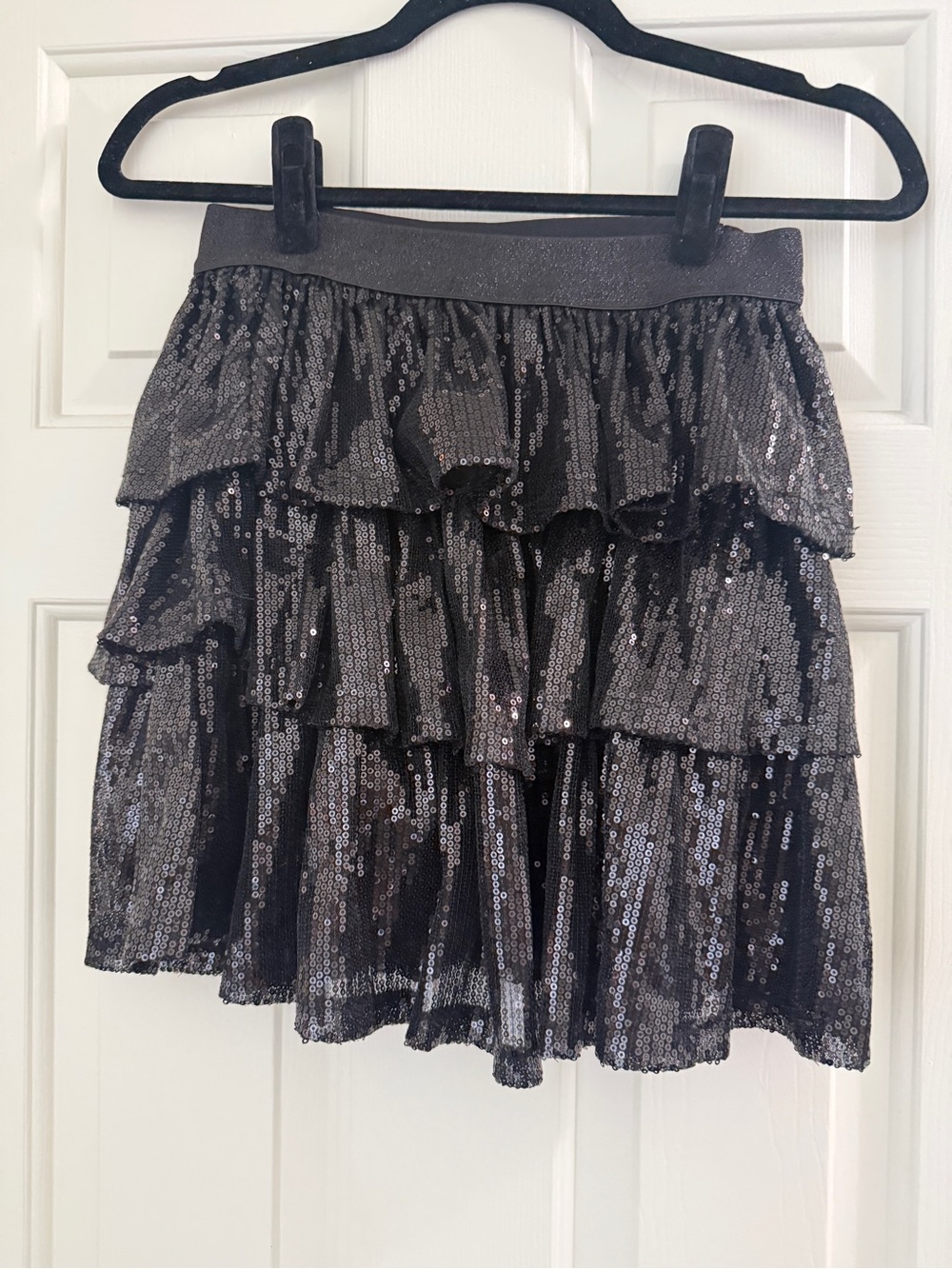 Girls Metallic Sequin Ruffle Skort